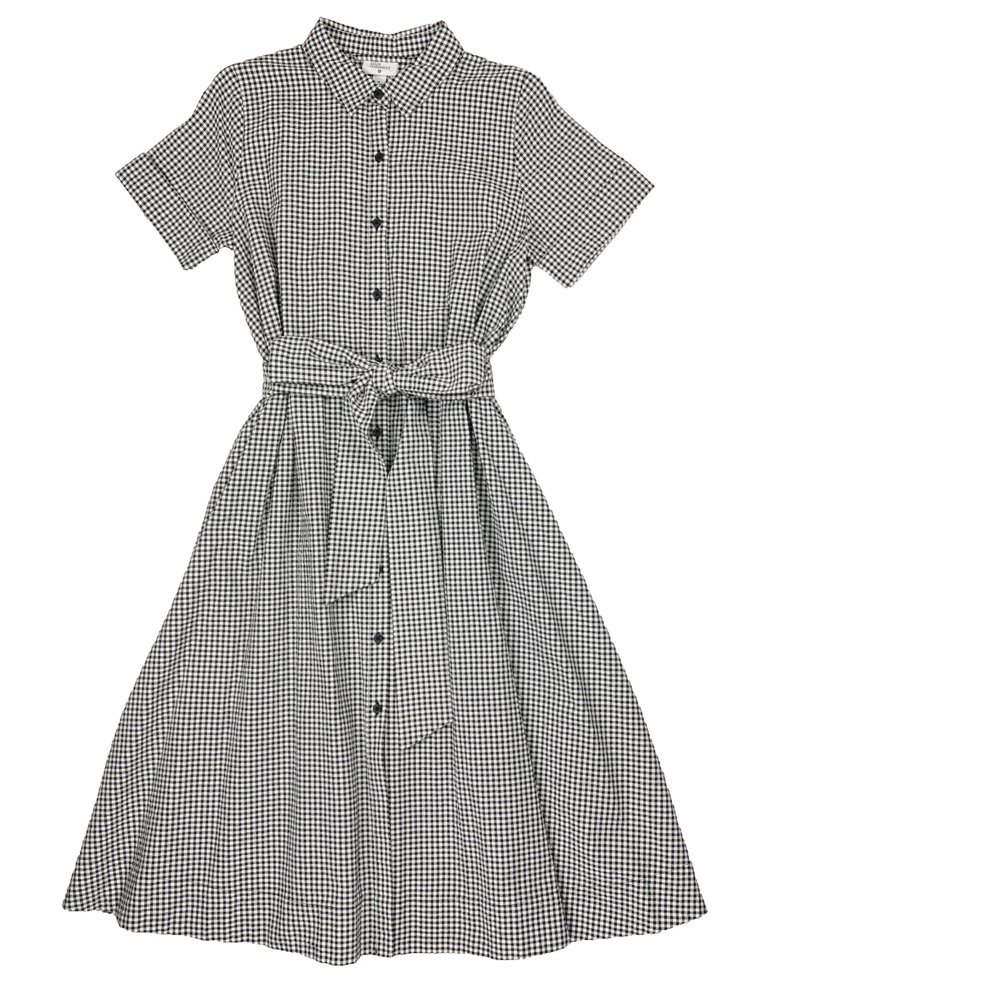 Lisa Marie Fernandez Target Gingham Shirtdress Medium Black White Midi Belted